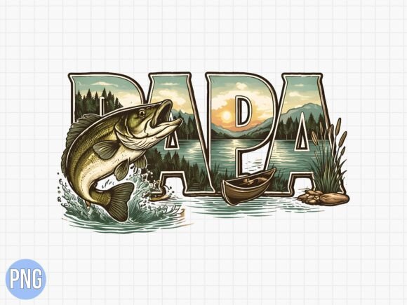 Download Papa Fishing Bass Lake Sublimation PNG - Lake sublimation Collection